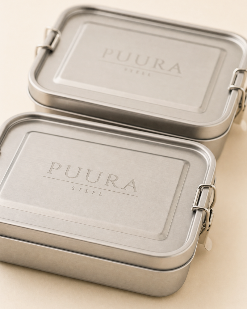 PUURA Steel Standaard Container — 3+1 gratis voordeelpakket, vier stuks