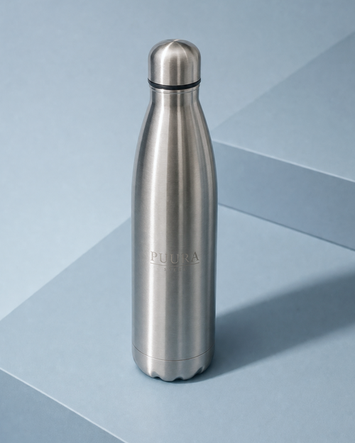 PUURA Steel Isolerende Drinkfles — zijaanzicht
